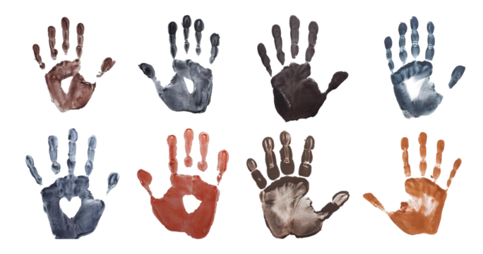 Diverse Handprints Showing Love and Connection in Various Colors, PNG bundle collection, Isolated on Transparent Background - Powered by Adobe