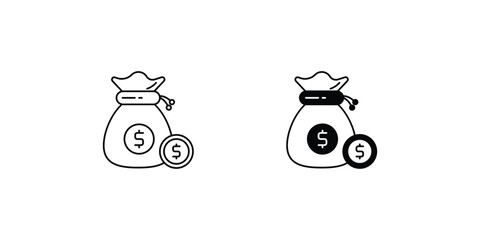 money bag set icon with white background vector stock illustration