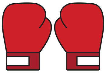 A Pair of Red Boxing Gloves Icon with Flat Style for Sport