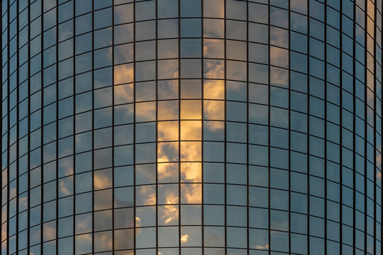 Sunset Reflections in the Westin Peachtree Plaza Hotel, Atlanta,