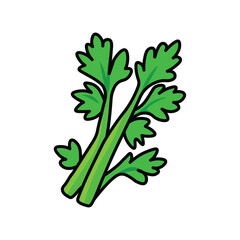 Illustration Vector Graphic Cartoon of a Fresh Green Basil Leaves