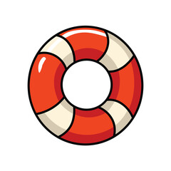 Illustration Vector Graphic Cartoon of a White Lifesaver Ring for Water Safety and Rescue