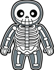 Halloween Skeleton Costume with Bone Details – Bold Vector Style