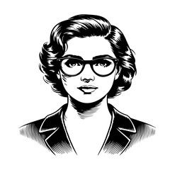 Vintage style portrait of a woman wearing glasses