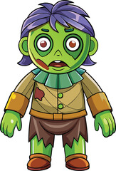 Halloween Zombie Costume with Tattered Clothes – Flat Vector