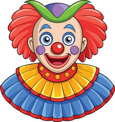 Halloween Clown Costume with Wig and Nose – Clean Flat Vector