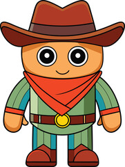 Halloween Cowboy Costume with Hat and Boots – Simple Flat Vector