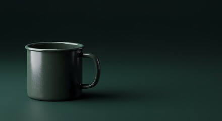 Dark Green Mug on Dark Background Minimalist Coffee Cup Photography