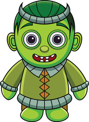 Halloween Frankenstein Costume with Bolt Neck – Bold Flat Vector