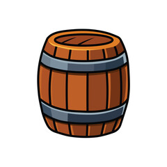 Illustration Vector Graphic Cartoon of a Wooden Pirate Barrel