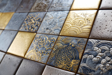 Japanese gold and silver tiles