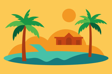 tropical island with palm trees