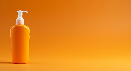Orange Sunscreen Bottle on Solid Background