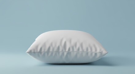 White Pillow on Light Blue Background Clean Minimalist Product Presentation