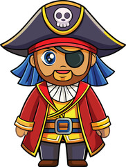 Halloween Pirate Costume with Hat and Eyepatch – Flat Vector