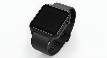 Modern Black Smartwatch with Touchscreen on White Background