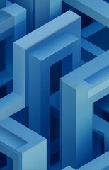 Abstract blue isometric geometric shapes design