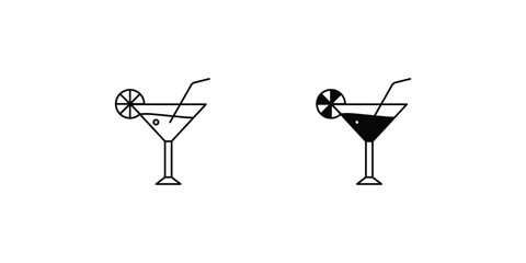 martini set icon with white background vector stock illustration
