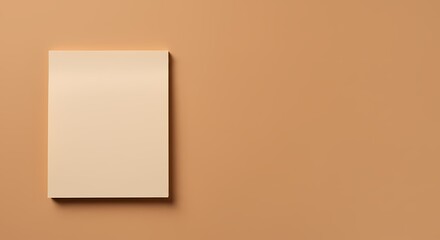 Blank Beige Notepad on Tan Background Minimalist Office Stationery