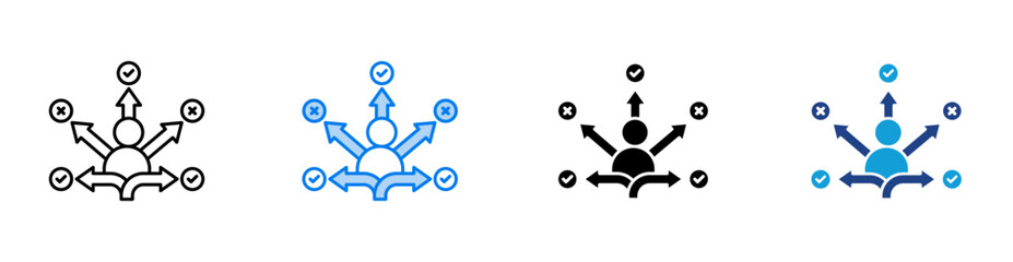 Decision Making icon set multiple style collection