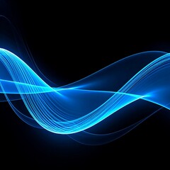 Obraz premium Abstract blue wave design on black background