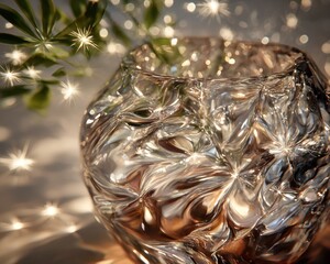 Glass vase, shimmering, decorative