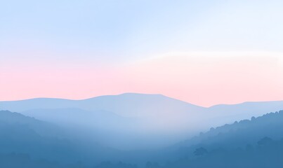 Pastel sunrise over mountain range landscape