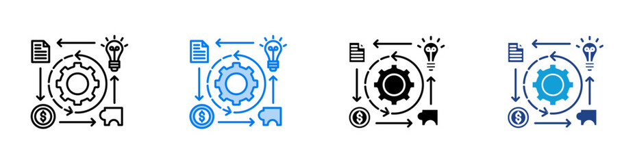 Kaizen icon set multiple style collection
