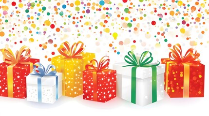 Colorful Gift Boxes with Confetti Festive Celebration
