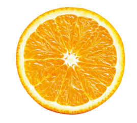 Vibrant cross section of an orange fruit isolated on a transparent background for healthy eating