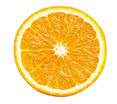 Vibrant cross section of an orange fruit isolated on a transparent background for healthy eating