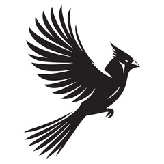 Distinctive Cardinal Silhouette – Cardinal Vector Art Showing Prominent Crested Profile – Cardinal Illustration – Bird Silhouette – Silhouette of Cardinal

