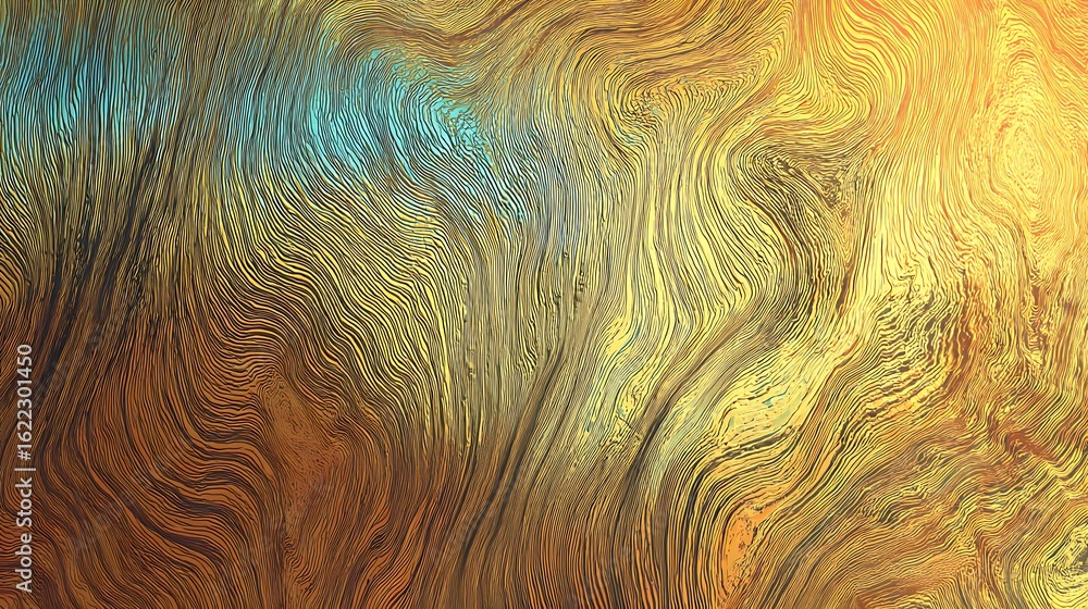 Poster abstract golden lines with flowing effect