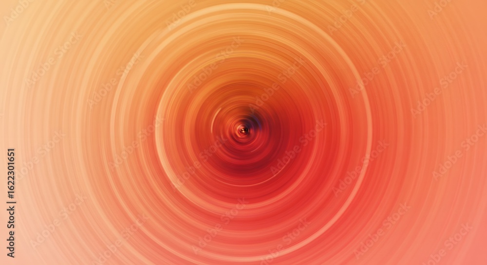 Poster an abstract background with a radial spin blur effect, creating concentric circles in warm red and o