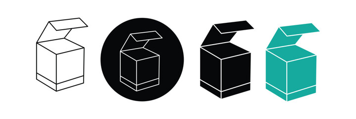  Box editable stroke pictogram and minimal thin line web icon set. Outline icons collection. Simple vector illustration.