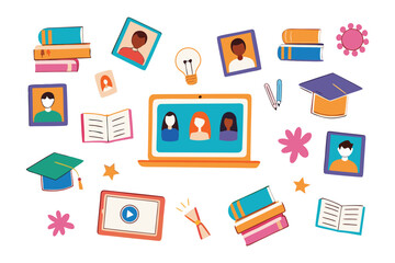 Online Education Collage: An artistic and inclusive collage of digital learning elements. Symbolizing education's accessibility and the joy of remote learning.