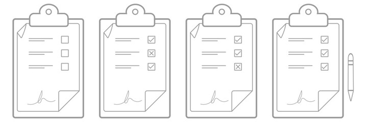 Hand drawn cute outline illustration clipboard with note. Checklist document icon vector illustration for task management and project planning concept design. Checklist Icon. Checklist with Check Mark