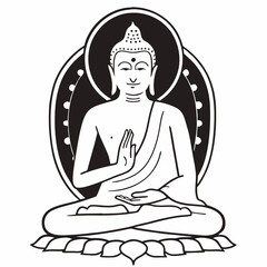Black and White Buddha Blessing Pose