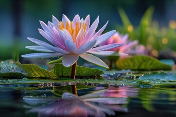 Beautiful lotus flower in pond