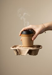 Coffee To-Go Cup and Kraft Carrier Mockup
