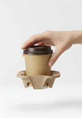 Minimalist Coffee Cup Carrier in Hand