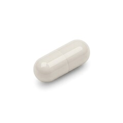 Capsule pill against a white background, symbolizing medicine, health, and pharmaceutical products.