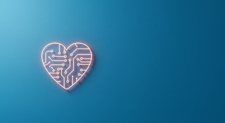 Obraz premium A digital heart circuit shows technology's role in monitoring heart health.