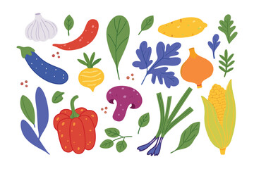 Vegetable Varieties: An array of vibrant and colorful vegetables. This illustration captures the diversity and beauty of fresh produce, perfect for any culinary or health-related project.
