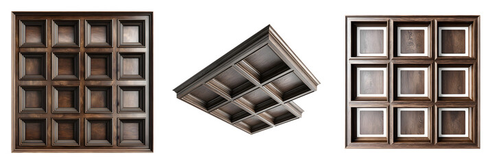 Coffered Ceiling Panels - Architectural Wood Texture Details