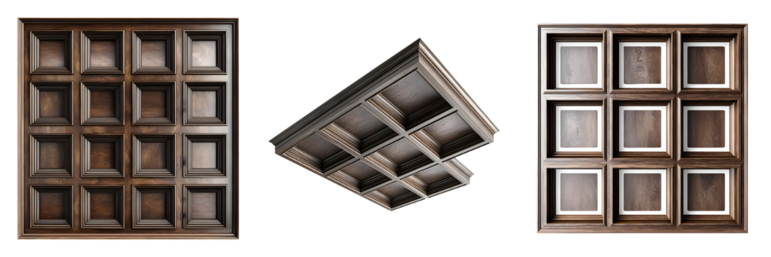 Coffered Ceiling Panels - Architectural Wood Texture Details