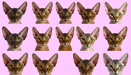 Cats, various colors, grid pattern