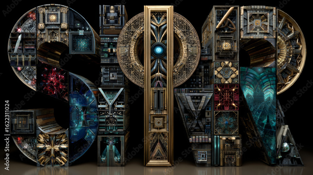 Poster english font from abstract square elements in the form of a mosaic and pixel letters of the alphabet