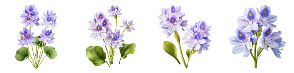 Obraz premium Water Hyacinth Floral Set - Purple Flower Blooms