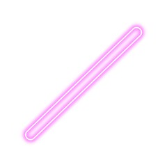 Glowing neon light stick, pink color, isolated on white background.